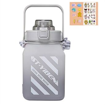 YB0715 1500ml Gradient Water Bottle Large Capacity Straw Kettle with Cartoon Stickers (No FDA Certificate, BPA-free)