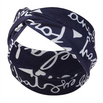 FD036 Dam Sport Yoga Mjölk Silk Pannband Bokstäver Design Elastiskt kors hårband