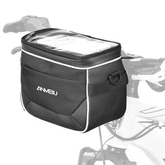ANMEILU 7020 Cykelstyrväska Cykel Front Bag Pack Messenger Bag 6,5\'\' Mobiltelefonförvaringsväska med genomskinlig pekskärm och axelrem