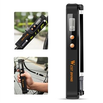 WEST BIKING Cykel elektrisk pump Bärbar däckluftpump Liten automatisk uppblåsare med digital display för elcykel / motorcyklar / leksaker / bollar