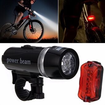 Mountainbike 5-LED Front Lampa Svart + Butterfly Baklampa Set