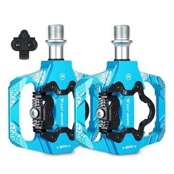 WEST BIKING YP0802086 One Pair Aluminum Alloy Pedal Bearing 2-in-1 Wide Face Pedal DU Bearing Lightweight Bicycle SPD Pedal MTB Bicycle Accessories