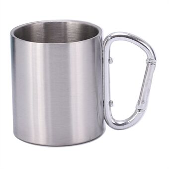 220ML campingmugg i rostfritt Steel Bärbar Outdoor Kaffekopp Dryckeskopp med karbinhake (ingen FDA-certifiering)