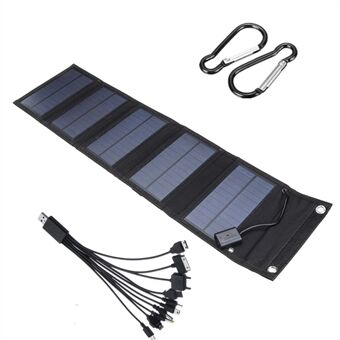 Solar hopfällbar solpanel Bärbar Outdoor med karbinhake och kabel
