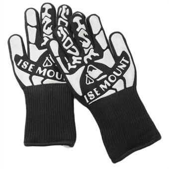 ISE MOUNT 1 par BBQ -handskar Högtemperaturbeständiga ugnshandskar Anti-halk värmeisolerade mikrovågshandskar