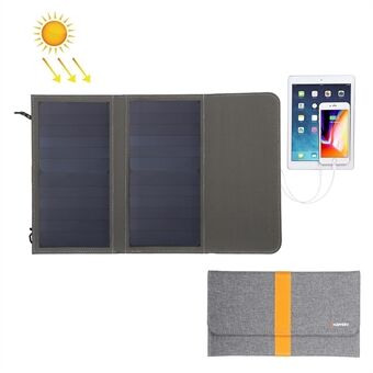 HAWEEL Solar 14W hopfällbar solpanelladdare med 5V / 2,1A Max dubbla USB-portar för Smartphone Tablet PC, 2 Solar