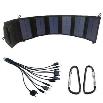 20W Bärbar Outdoor Dubbel USB Solar Laddare 6 hopfällbara Solar Telefonladdning Power Bank