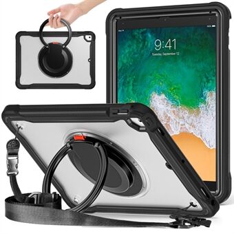 Roterande Kickstand Cover för iPad Air (2013) / Air 2 / iPad Pro 9,7 tum (2016) / iPad 9,7 tum (2017) / (2018), PC+TPU Handtag Tablet Fodral med axelrem