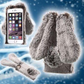Rabbit Bunny Warm Furry Fur TPU-fodral för iPhone 6s Plus / 6 Plus