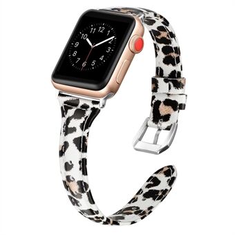 Leopard Surface äkta läderklockarmband för Apple Watch Series 6 / SE / 5/4 40mm / Series 3/2/1 Watch 38mm - Gul