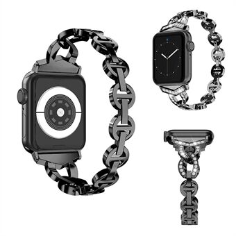 8-formad Shiny diamantklockarmband i metall för Apple Watch Series 6 / SE / 5/4 40mm / Series 3/2/1 Watch 38mm - Svart