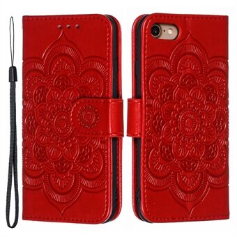 Imprint Mandala Flower Wallet Stand PU Leather Case for iPhone SE (2020)/SE (2022)/8/7 