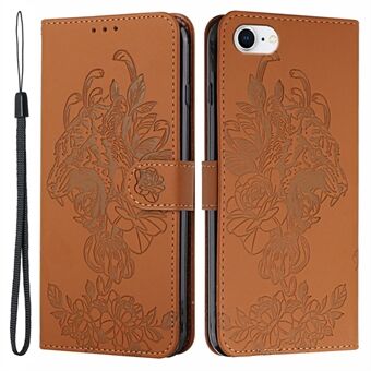 Tiger and Flower Imprint telefonfodral med Stand för iPhone 6/6s/7/8/SE (andra generationen)