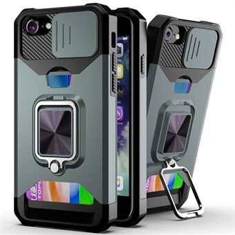 Kameraslider Protector Design Hybrid telefonfodral skal med korthållare och stöd för iPhone 6/7/8 / SE (andra generationen)