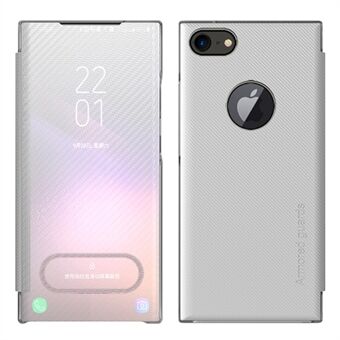Carbon Fiber Texture Anti-Drop Perfekt skydd Meddelande visning Stöd Stand Translucent Phone Cover för iPhone 7 / iPhone 8 / iPhone SE 2020/2022