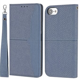 Autoabsorberad vävd textur plånbok Handledsrem Läderfodral med Stand för iPhone 7 / iPhone 8 / iPhone SE 2020/2022