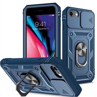 Ring Kickstand Hard PC Back + Mjuk TPU Edge Protective Shockproof Fodral med kameraskydd för iPhone 6/7/8 