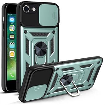 Kamera Slide Cover Ring Hållare Kickstand Design PC + TPU Fallsäkert telefonfodral för iPhone SE (2:a generationen) / 7  / 8 
