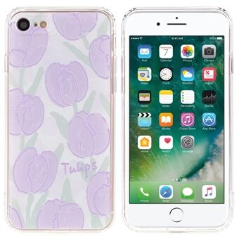 För iPhone7/8/SE (2:a generationens) skyddande telefonfodral Reptåligt Scratch telefonfodral med tulpanpräglat mönster