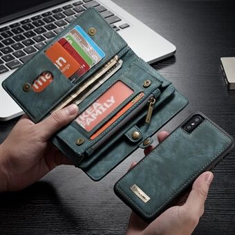 CASEME Löstagbart 2-i-1 Multi-slot Wallet PU-läderfodral för iPhone X 5,8 tum