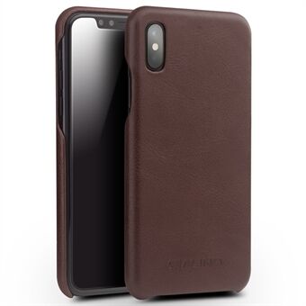 QIALINO Cowhide Leather Coated PC Back Casing for iPhone X / XS  Hard Phone Accessory