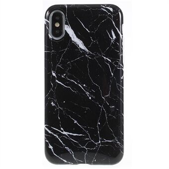 För iPhone XS/X 5,8 tum Marble Pattern IMD TPU Mobiltelefonfodral - Svart