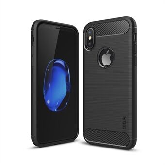 MOFI Carbon Fiber Texture Brushed Soft TPU Back Phone Case for iPhone XS/X 