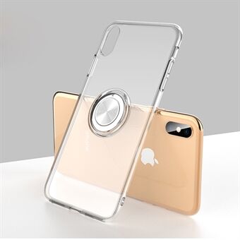 Finger Ring Kickstand Clear TPU Cover for iPhone XS/X (Built-in Magnetic Metal Sheet)