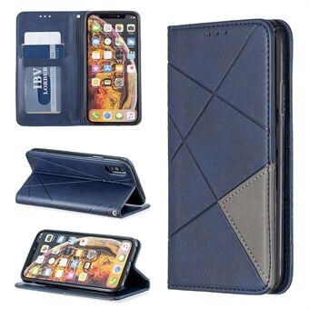 Geometric Pattern Leather Card Holder Phone Case with Stand for iPhone X / XS 