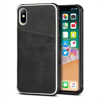 For iPhone X / XS Leather+PC Casing Shell with Two Card Slots