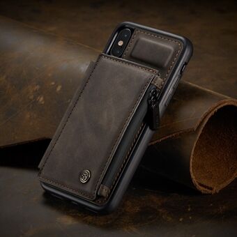 CASEME C20 Zipper Pocket Card Slots PU-läderbelagd TPU-bakfodral för iPhone X/XS 5,8 tum