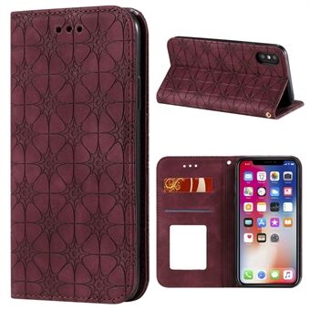 Imprint Flower Surface Auto-absorbed Cover with Card Slots for iPhone XS/X 