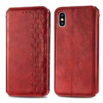 PU Leather Wallet Stand Case for iPhone X/XS , with Rhombus Imprinting Design Phone Accessory