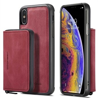 JEEHOOD For iPhone X/XS  Kickstand Design Detachable Magnetic Zipper Wallet Shell Leather Coated TPU Mobile Phone Case
