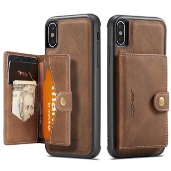 JEEHOOD For iPhone XS /iPhone X Detachable Wallet Leather Coated TPU Phone Case Kickstand Protective Cover