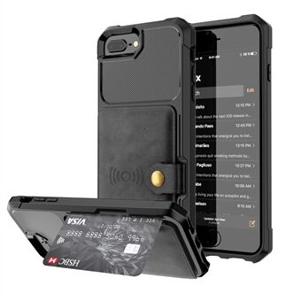 PU-läderbelagd TPU-plånbok Kickstand-fodral med inbyggt magnetiskt ark för iPhone 8 Plus / 7 Plus / 6s Plus / 6 Plus  - Svart
