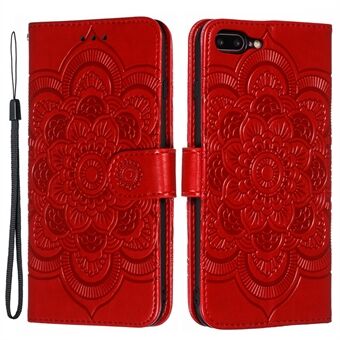 Imprint Mandala Flower Wallet Stand Flip Leather Case with Strap for iPhone 8 Plus/7 Plus 