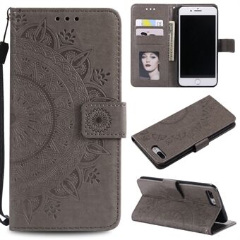 Imprint Flower Leather Wallet Phone Cover för iPhone 8/7 Plus