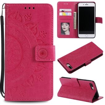Imprint Flower Leather Plånbok Telefonskal för iPhone 8/7 Plus 