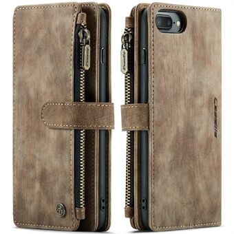 CASEME C30-serien Scratch dragkedja ficka Stötsäker PU-läder plånboksfodral Telefonskal för iPhone 6 Plus/7 Plus/8 Plus