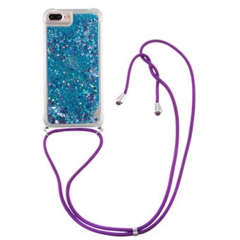 Fall Protection Quicksand Flowing Glitter TPU Protective Phone Cover Shell with Adjustable Lanyard for iPhone 6 Plus/6s Plus/7 Plus/8 Plus 