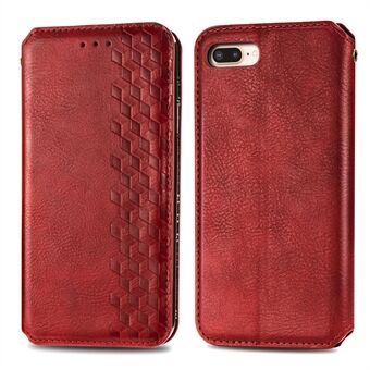 For iPhone 7 Plus /8 Plus  Scratch-resistant Phone Case Auto-Absorbed Rhombus Imprinting PU Leather Wallet Stand Design Scratch-resistant Phone Cover