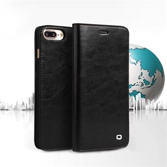 QIALINO For iPhone 8 Plus/7 Plus  Genuine Cowhide Leather Cover Wallet Protective Phone Case