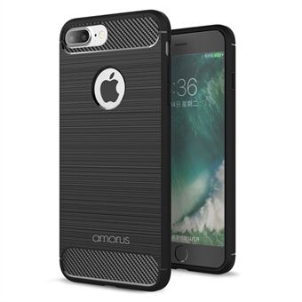 AMORUS Carbon Fiber Texture Brushed TPU Mobile Phone Shell for iPhone 8 Plus / 7 Plus 