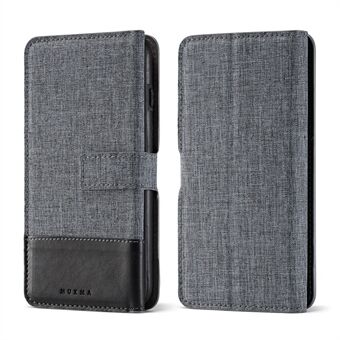 MUXMA Tri-fold löstagbar 2-i-1 plånbok Canvas Stand Mobilskal för iPhone 8 Plus / 7 Plus 