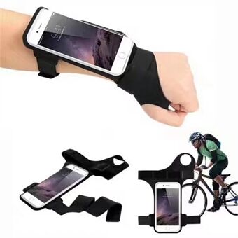 Universal 6-tums smartphones vattentät sportnylonarmbandsfodral med fingerhål för löpning och cykling - svart