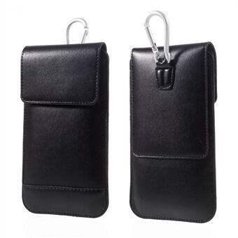 Universal läderväska med karbinhake för iPhone 7 Plus/ 6s Plus, Storlek: 170 x 95 mm - Svart
