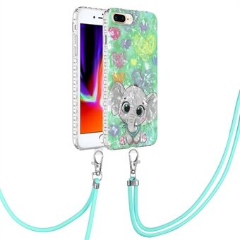 YB IMD Series-15 TPU-fodral med halsband för iPhone 7 Plus  / 8 Plus , 2,0 mm IMD IML Airbag Scratch telefonskal - BK008