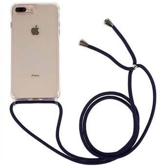 Bakfodral för iPhone 7 Plus / 8 Plus 5,5 tum, genomskinligt stötsäkert TPU+akryltelefonfodral med snodd