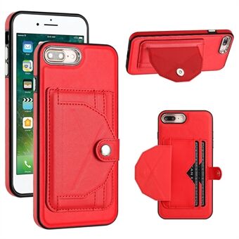 YB Leather Coating Series-4 för iPhone 6 Plus / 6s Plus / 7 Plus / 8 Plus telefonskydd Kickstand Kortplatser Läderbelagt TPU-fodral